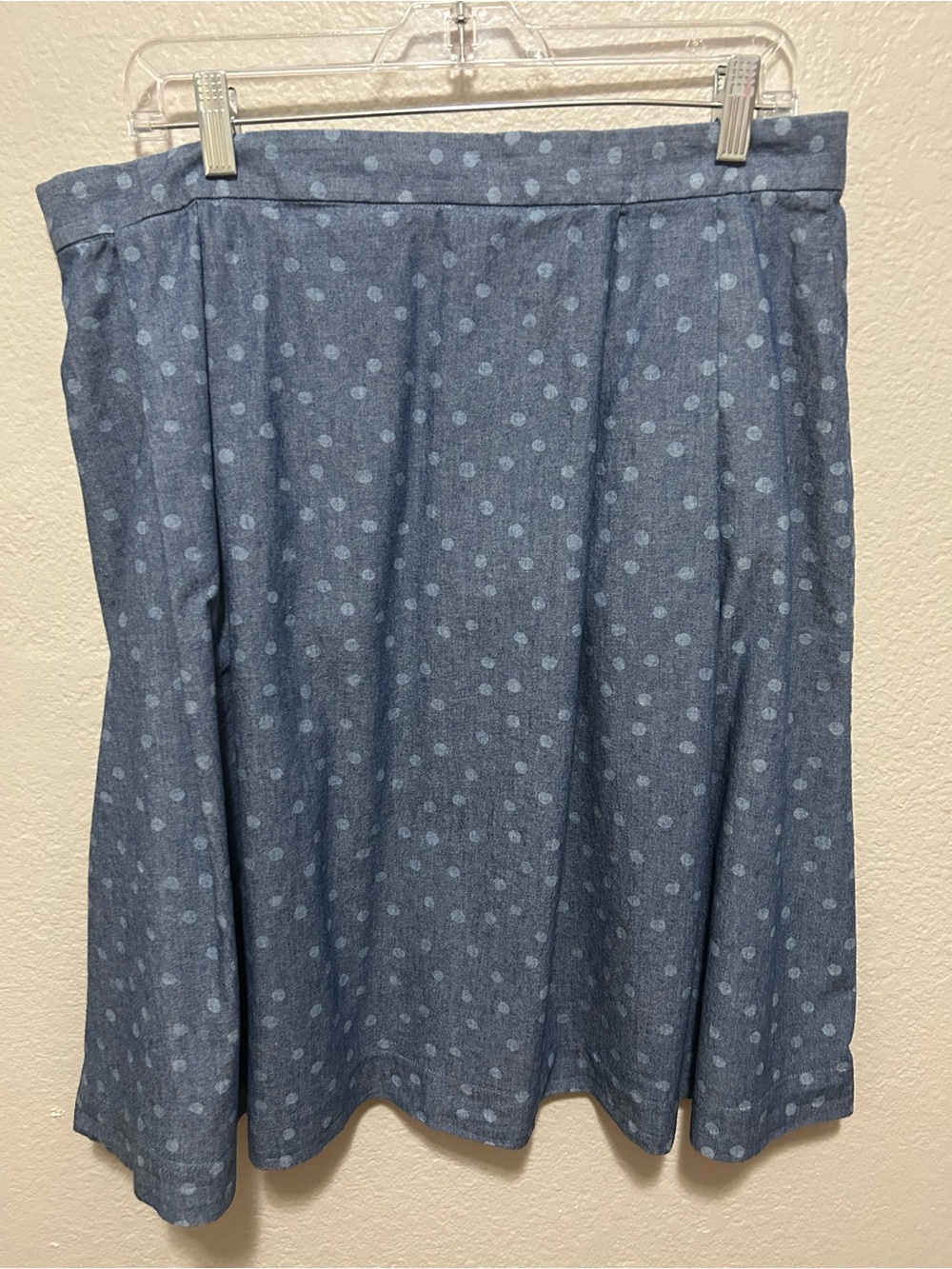 Pendleton 100% Cotton Blue Polka Dot Button Side Skirt Size 14 Coastal Grandma - Picture 2 of 5